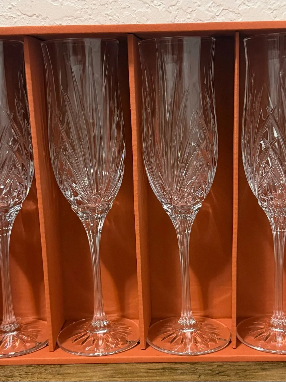 Cristal d’Arques Cortney 4-Flute Champagne Set 24% Lead Crystal Glasses France